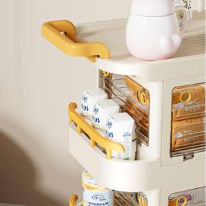 그린사이드 주방 수납 트롤리 이동식 욕실 수납 선반 바퀴 달린 신생아 용품 수납 선반 뷰티 트롤리 - Product Image 3