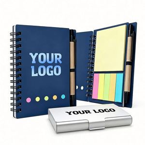 Wholesale Printed Pen Sticky Note Kraft Paper Promo Business Gift Spiral Coil Notebook <b>Notepad</b> With Custom Logo - Product Image 1