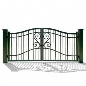 Portail de jardin rectangulaire en fer forgé à la main, résistant à la rouille, facile à assembler, de style européen, avec décorations en volutes - Product Image 1