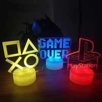 Lampe néon Game Over 3D LED RGB, veilleuse pour salle de jeu, décoration colorée pour table