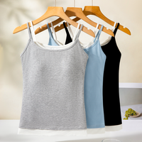 Camisole pour femme avec soutien-gorge intégré, bretelles spaghetti, haute élasticité, respirante, OEM ODM