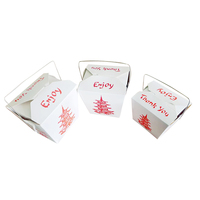 Emballage en carton blanc jetable imprimé personnalisé pour les aliments à emporter boîte de papier d'emballage de nouilles chinoises de riz avec poignée