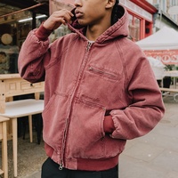 Blouson matelassé personnalisé pour homme, en toile de canard et denim, style mécanicien de Detroit, épais, zippé, teint vintage, délavé et vieilli, pour le travail