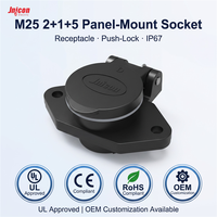 Connecteur étanche haute intensité M23 8 broches 50A 300V Alimentation 5A Signal IP67 Prise hybride Push Lock pour batterie EV et servo