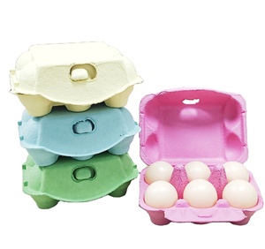 Carton à œufs en gros, une demi-dizaine de papier coloré vide pâques 6 oeufs en carton emballage recyclage - Product Image 1