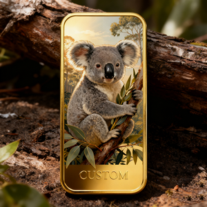 Créez votre propre lingot plaqué or de luxe, mignon et de collection, en métal, sur le thème des animaux, chaud et apaisant, de haute qualité, avec motif koala. - Product Image 1