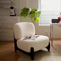 Fauteuil simple en velours de mouton Wabi-Sabi, pour salon, chambre à coucher, hôtel, fauteuil d'appoint Sedilis