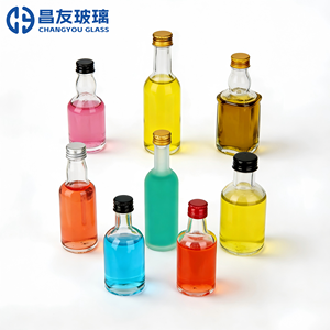 Heetverkopende frosted transparante <span class=keywords><strong>mini</strong></span> likeurflesjes met dikke bodem, duurzaam voor thuisbar, miniatuur alcoholische dranken opslag - Product Image 2