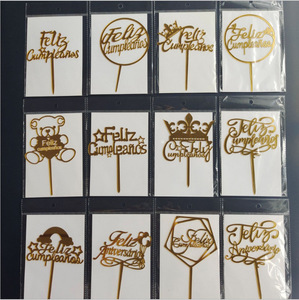 Iscrizione spagnola <span class=keywords><strong>buon</strong></span> <span class=keywords><strong>compleanno</strong></span> corona Topper oro acrilico moderno ecologico decorazioni per Dessert <span class=keywords><strong>compleanno</strong></span> Baby Shower - Product Image 3