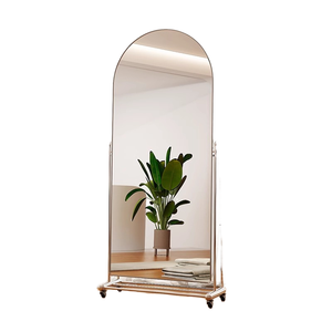 Miroir sur pied minimaliste fait main, cadre en acier inoxydable, grand miroir arqué multifonctionnel pour la maison - Product Image 3