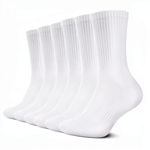 Chaussettes de sport en coton biologique de bambou respirant, tricotées, à compression, en tissu éponge, noires unies, sans couture, vente en gros - Product Image 1