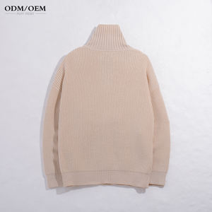 Suéter de punto personalizado para hombre, 100% algodón, cálido, oversize, con hombros caídos, media cremallera, cuello alto, para invierno, 320g - Product Image 2