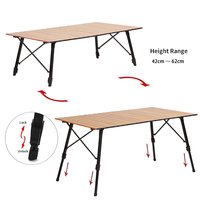 Table de camping pliable en aluminium portable, table de voyage réglable pour pique-nique et utilisation en extérieur