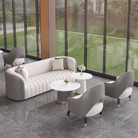 Meubles de réception robustes et durables pour hôtel, bureau, table de négociation et ensemble de chaises avec canapé en cuir