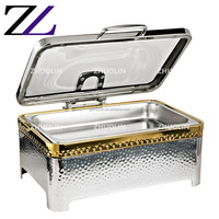 Set Pemanas Makanan Mewah dan Klasik dengan Tutup Kaca Hidrolik, Ditempa Tangan, Bahan Stainless Steel 304 Aman untuk Makanan, Desain Embos Mewah