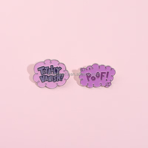 เข็มกลัดโลหะรูปตัวการ์ตูนสีม่วงระเบิดคำวิเศษสำหรับหมวก - Product Image 2