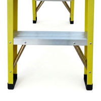 Échelle à marches en aluminium et fibre de verre non conductrice, antidérapante, jaune, 5 marches, pour utilisation extérieure, capacité 150 kg, EN 131