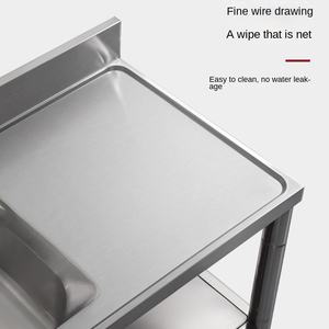 Fregadero de lavabo de <span class=keywords><strong>verduras</strong></span> de acero inoxidable SUS304 individual con plataforma de soporte-piso de mesa de cuerpo de gran capacidad - Product Image 4