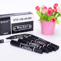 Stylo marqueur d'école à encre permanente non effaçable haut de gamme et durable rouge bleu et noir à trois couleurs en plastique