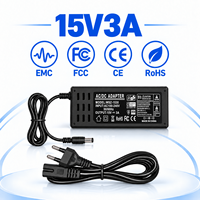 Production personnalisée, approuvé par la FCC, protection contre les surintensités, large compatibilité, adaptateur secteur de bureau 15V 3A, prise EU, 45W