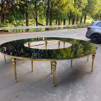 Ensemble de tables d'appoint rondes de luxe en acier inoxydable doré pour mariages et événements