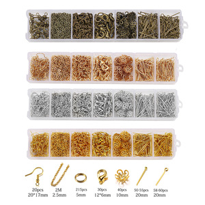 Gold Jewelry Findings Kit <b>Mixed</b> Shapes Lobster Clasp Rings Pins Connector <b>Boxed</b> Set For DIY Handmade Accessories - Product Image 2
