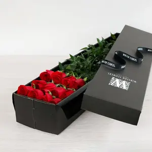 Nuovo design logo privato rosa confezione regalo scatole di spedizione per fiori neri