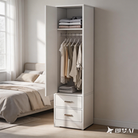 Armoire simple autoportante convertible, design minimaliste moderne, portes shaker, poignées métalliques, 6 étagères, gain de place, pour chambre à coucher 2
