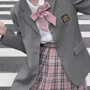 女孩日本夏季Cos高腰褶格子裙JK校服JK制服套装夹克