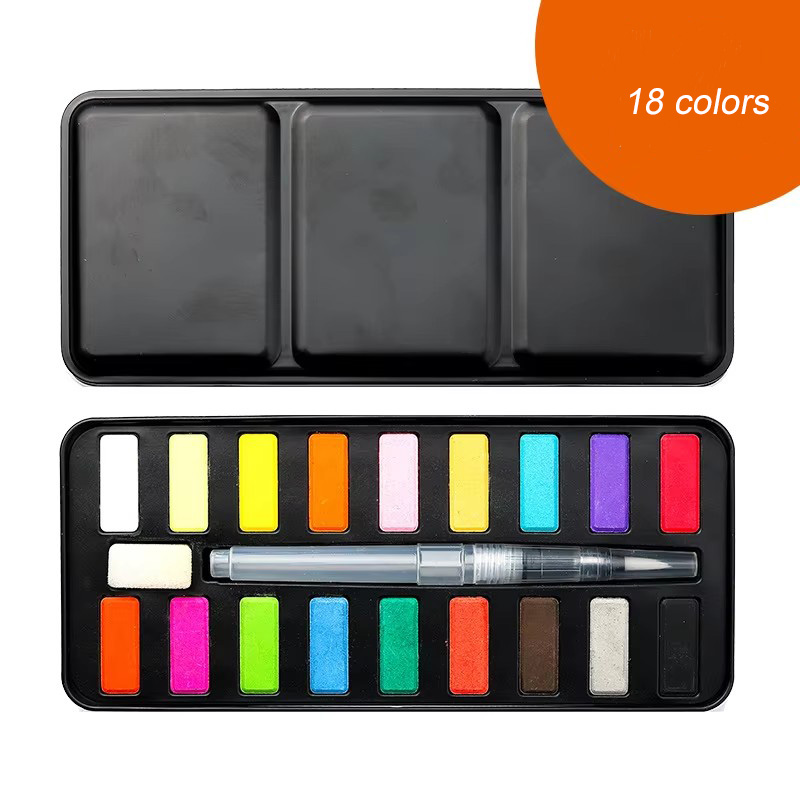 [Caja de hierro negro 18 colores/con 1 esponja para pluma estilográfica]