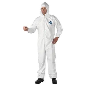 सस्ते TYVEK xpert 500 coverall निविड़ अंधकार AAMI स्तर 4 रक्त-सबूत रासायनिक पुन: प्रयोज्य coverall प्रकार 5/पीपी के साथ tyvek एसएमएस सामग्री