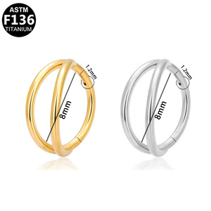 Anelli per il Naso in Titanio ASTM-F 136 Getta, 18G 16G, Anelli per Piercing Septum, Cartilagine, Helix, Tragus, Rook - Product Image 3