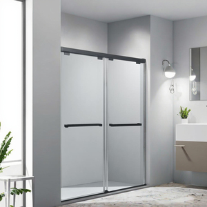 Factory Direct Frameless Tempered Glass <strong>Shower</strong> Door Double <strong>Slide</strong> with Easy Adjust Roller &amp; Soft Close Feature for Bathroom Hotel - Product Image 4