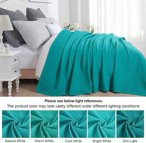 <span class=keywords><strong>Plaid</strong></span> en coton jacquard brodé 100 % coton, confortable <span class=keywords><strong>et</strong></span> douillet, tissé pour toutes les saisons, couleur turquoise - Product Image 6