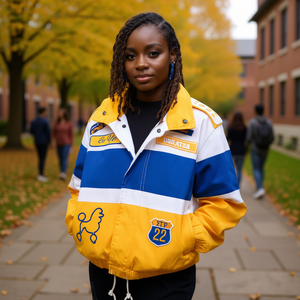 Chaqueta Cortavientos Personalizada para Mujer SGRHO, Azul Dorado, Poliéster, Secado Rápido, Ligera, para Eventos de Hermandades, Casual - Product Image 2