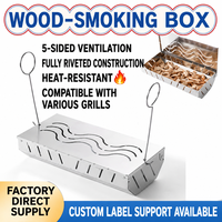 Boîte à fumée réutilisable en copeaux de bois avec couvercle ventilé pour fumer la viande, le poisson, le poulet, pour barbecue extérieur, barbecue au gaz, barbecue au charbon de bois, fourniture OEM