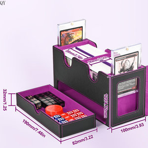 Caja de almacenamiento de tarjetas morada de calidad premium QY con bandeja para dados y ranuras para tarjetas coleccionables - Product Image 2