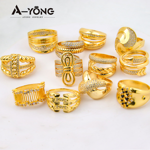 Luxury Dubai <b>Cocktail</b> <b>Rings</b> 21k <b>Gold</b> Plated Fashion Punk Cubic Zirconia Women Vintage <b>Ring</b> Jewelry for Party Daily Wear - Product Image 6