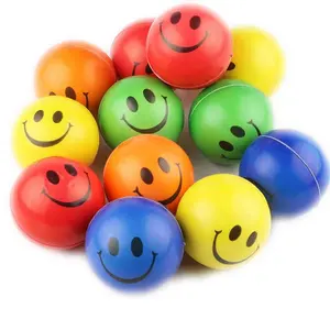 Cheap Price Custom Logo Print PU Soft Foam Squeeze Hand Wrist Exercise Colorful Smile Stress Ball