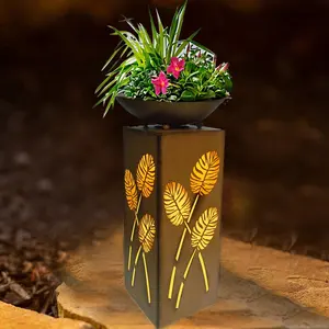 LED garden flower pot waterproof led lights planter leaf design outdoor and indoor used with timer