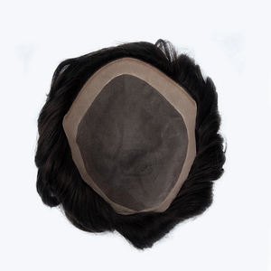 Prothèse capillaire en dentelle française pour hommes avec ligne de cheveux naturelle, en dentelle suisse, cheveux humains Remy, densité 80 % - Product Image 4
