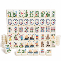 Fichas de Mahjong Acrílicas Americanas Personalizadas, Diseño de Jardín Oriental, Estilo Clásico, OEM, ODM, Marca Privada, con Bolsa de Transporte, para Venta al Por Mayor