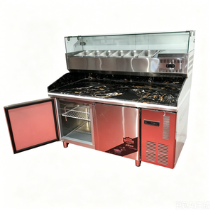 Table de préparation de salades réfrigérée statique de 1500 mm avec protection en verre et armoire réfrigérée pour bar à salades commercial - Product Image 3