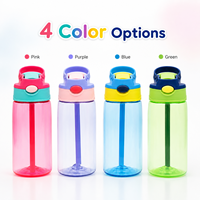Bouteille d'eau pour enfants à double usage avec logo personnalisé, 350 ml (12 oz), motif dessin animé, sans BPA, en PC, avec paille et poignée, anti-fuite