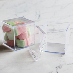 55X55X55mm Personnalisé Petit Clair Carré Transparent Emballage Cadeau Boîte de Faveur En Plastique - Product Image 2