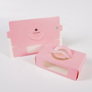 Scatola per Imballaggio Torte e <span class=keywords><strong>Pasticceria</strong></span> Personalizzata con Logo, in Carta <span class=keywords><strong>Rosa</strong></span>, con Manico, per Regali e Prodotti da Forno - Product Image 2