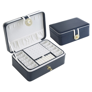 Große Kapazität <span class=keywords><strong>3</strong></span>-Schichten Reise-Schmuckkoffer Organizer Geschenk Multifunktionale Aufbewahrungsbox für Halsketten, Ohrringe und Ringe mit Schloss - Product Image 4