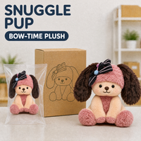 Peluche personnalisée chiot avec nœud rose, en coton PP et polyester, tissu super doux brodé, anti-stress, vente directe usine, OEM ODM