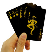 Cartes à jouer personnalisées professionnelles, noires avec gaufrage or |   Cartes à jouer promotionnelles avec boîte d'emballage personnalisée