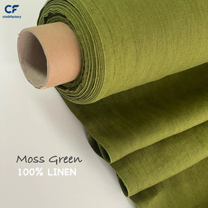 Tissu en lin 100% lavé, couleur vert mousse, tissu doux de poids moyen, vêtements de taille moyenne, textiles de maison, lin européen - Product Image 2